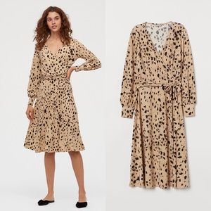 H&M Creped Jersey Wrap Front Midi Dress NWT